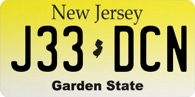 NJ license plate J33DCN