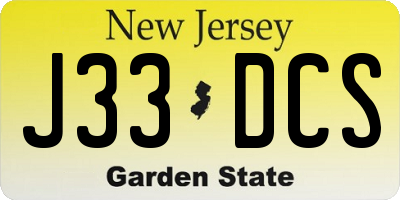 NJ license plate J33DCS