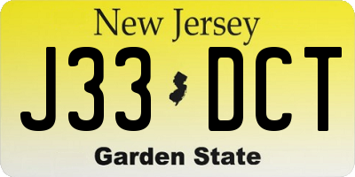 NJ license plate J33DCT