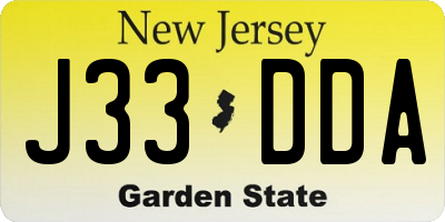 NJ license plate J33DDA