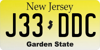 NJ license plate J33DDC