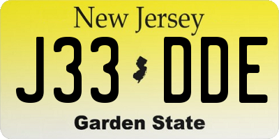 NJ license plate J33DDE