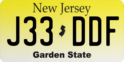 NJ license plate J33DDF