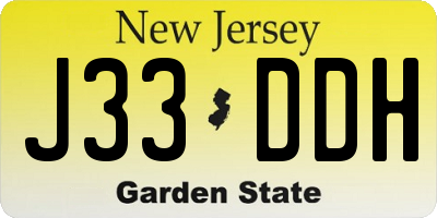 NJ license plate J33DDH