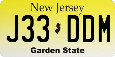 NJ license plate J33DDM