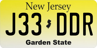 NJ license plate J33DDR