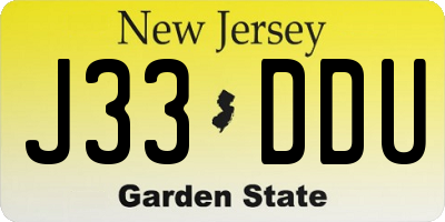 NJ license plate J33DDU