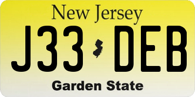 NJ license plate J33DEB