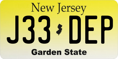 NJ license plate J33DEP