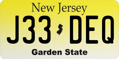 NJ license plate J33DEQ