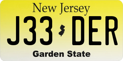 NJ license plate J33DER