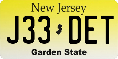 NJ license plate J33DET