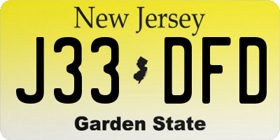 NJ license plate J33DFD