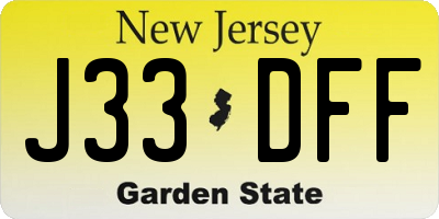 NJ license plate J33DFF