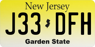 NJ license plate J33DFH