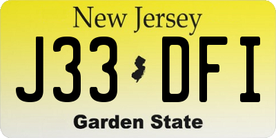 NJ license plate J33DFI