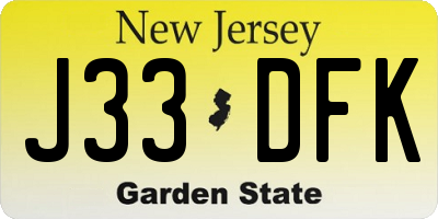 NJ license plate J33DFK