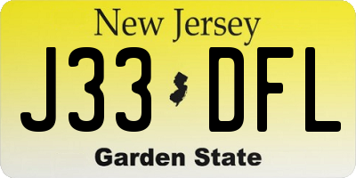 NJ license plate J33DFL