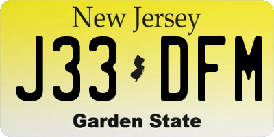 NJ license plate J33DFM