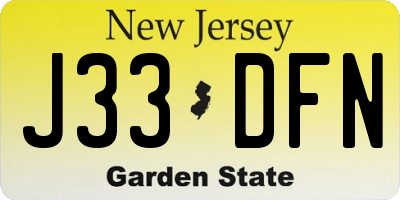 NJ license plate J33DFN