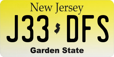NJ license plate J33DFS