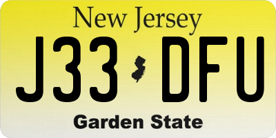 NJ license plate J33DFU