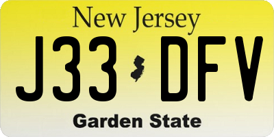 NJ license plate J33DFV