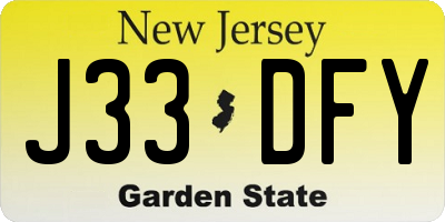 NJ license plate J33DFY