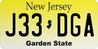 NJ license plate J33DGA