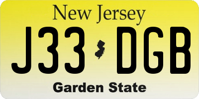 NJ license plate J33DGB