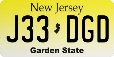 NJ license plate J33DGD