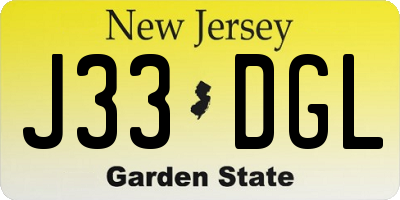NJ license plate J33DGL