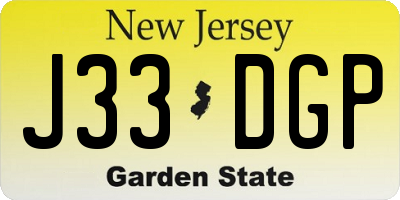 NJ license plate J33DGP