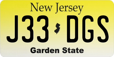 NJ license plate J33DGS
