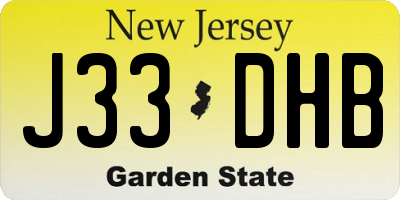 NJ license plate J33DHB
