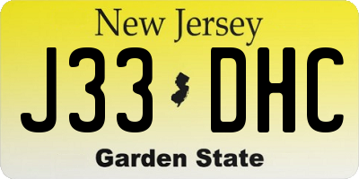 NJ license plate J33DHC