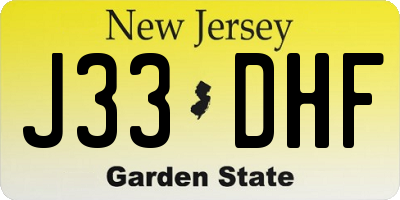 NJ license plate J33DHF