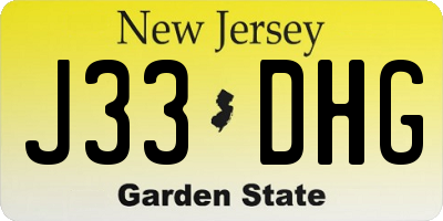 NJ license plate J33DHG