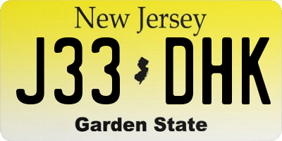 NJ license plate J33DHK