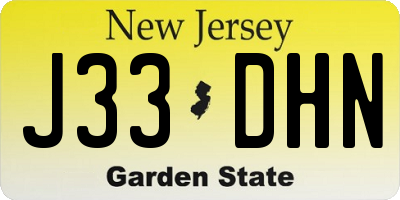 NJ license plate J33DHN