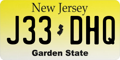 NJ license plate J33DHQ