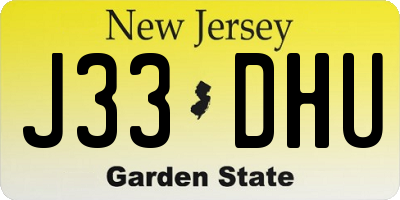 NJ license plate J33DHU