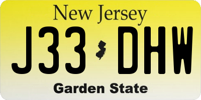 NJ license plate J33DHW