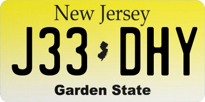 NJ license plate J33DHY