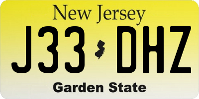 NJ license plate J33DHZ
