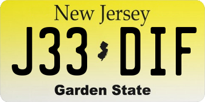 NJ license plate J33DIF