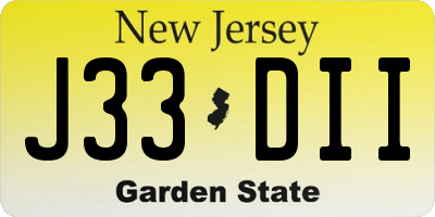 NJ license plate J33DII
