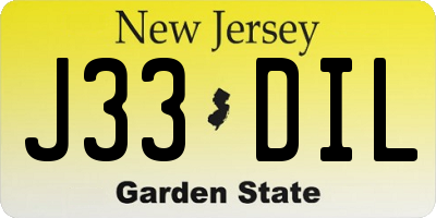 NJ license plate J33DIL