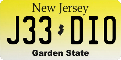 NJ license plate J33DIO