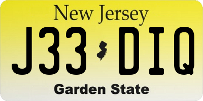 NJ license plate J33DIQ